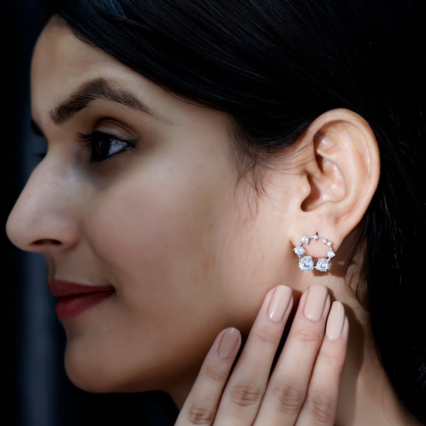 Cubic Zirconia Big Stud Earrings with Screw Backs