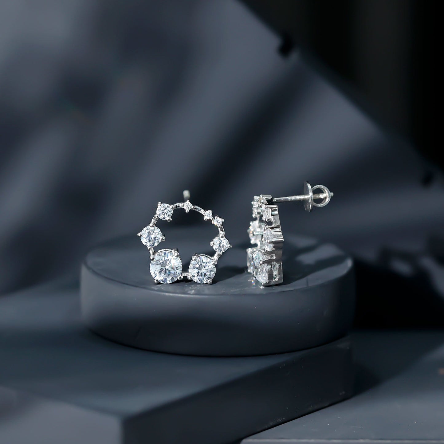 Cubic Zirconia Big Stud Earrings with Screw Backs