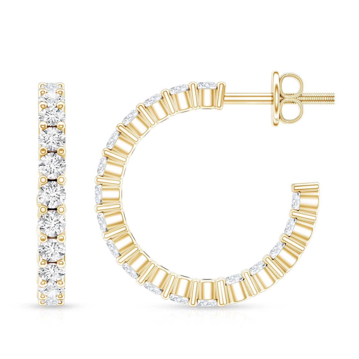 Lab Grown Diamond Hoop Earrings with Screw Back