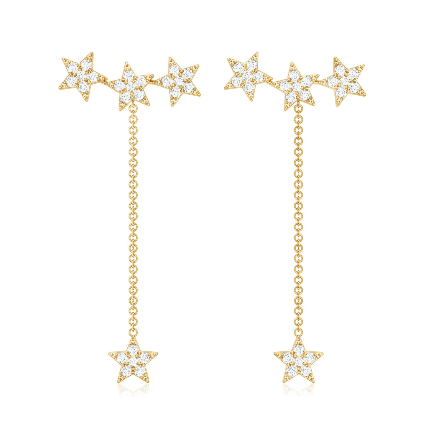 Natural Diamond Star Dangle Earrings