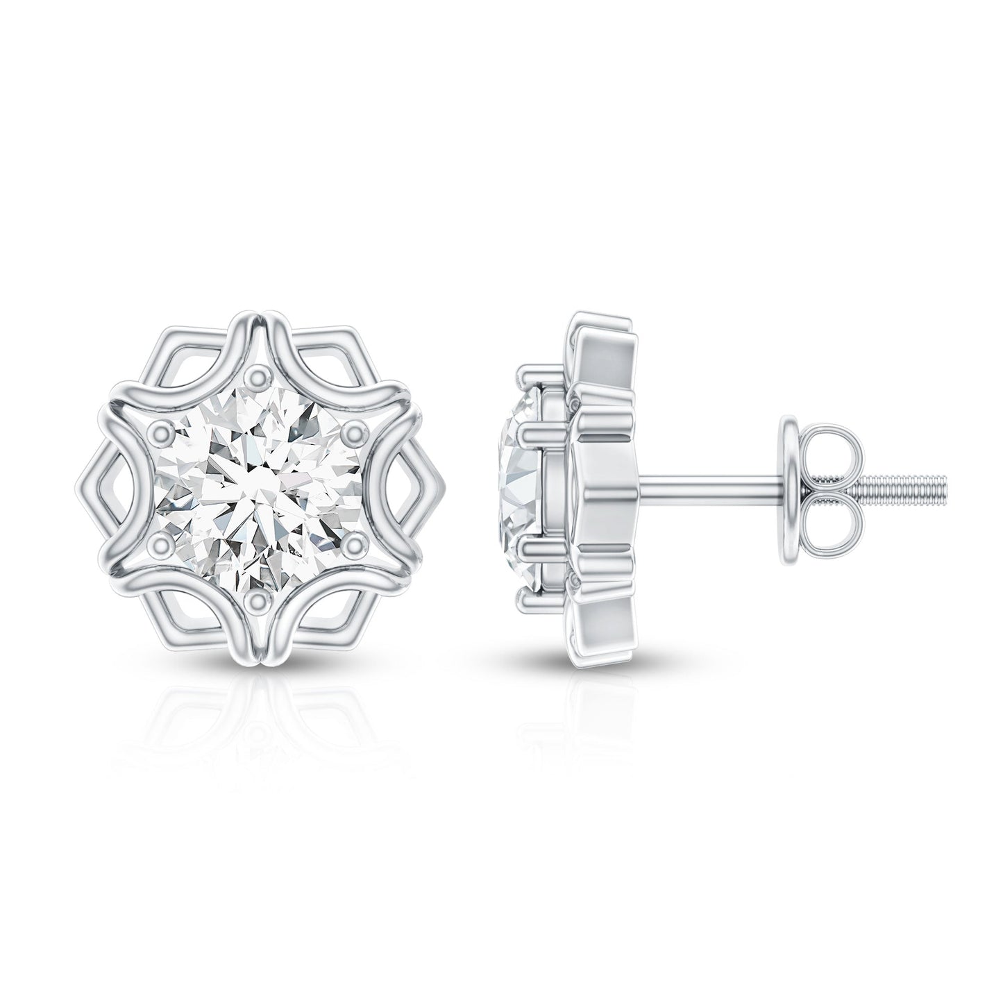 Lab Grown Diamond 1.9 Carat Stud Earrings With Screw Back