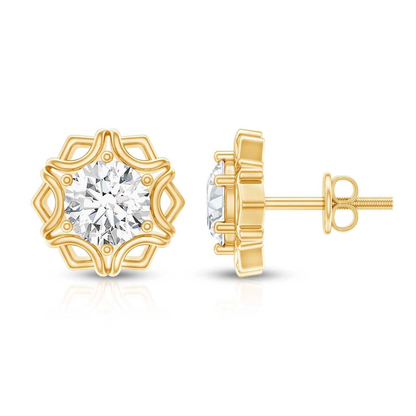 Lab Grown Diamond 1.9 Carat Stud Earrings With Screw Back