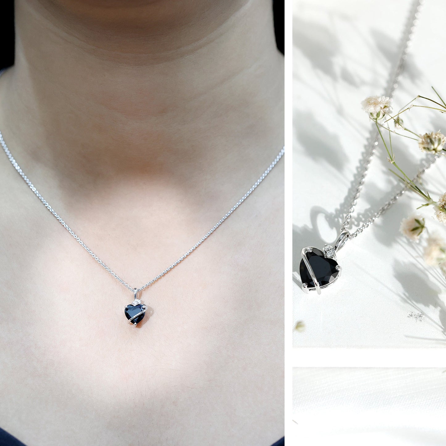 Certified 2.4 Carat Lab Grown Black Diamond Heart Necklace