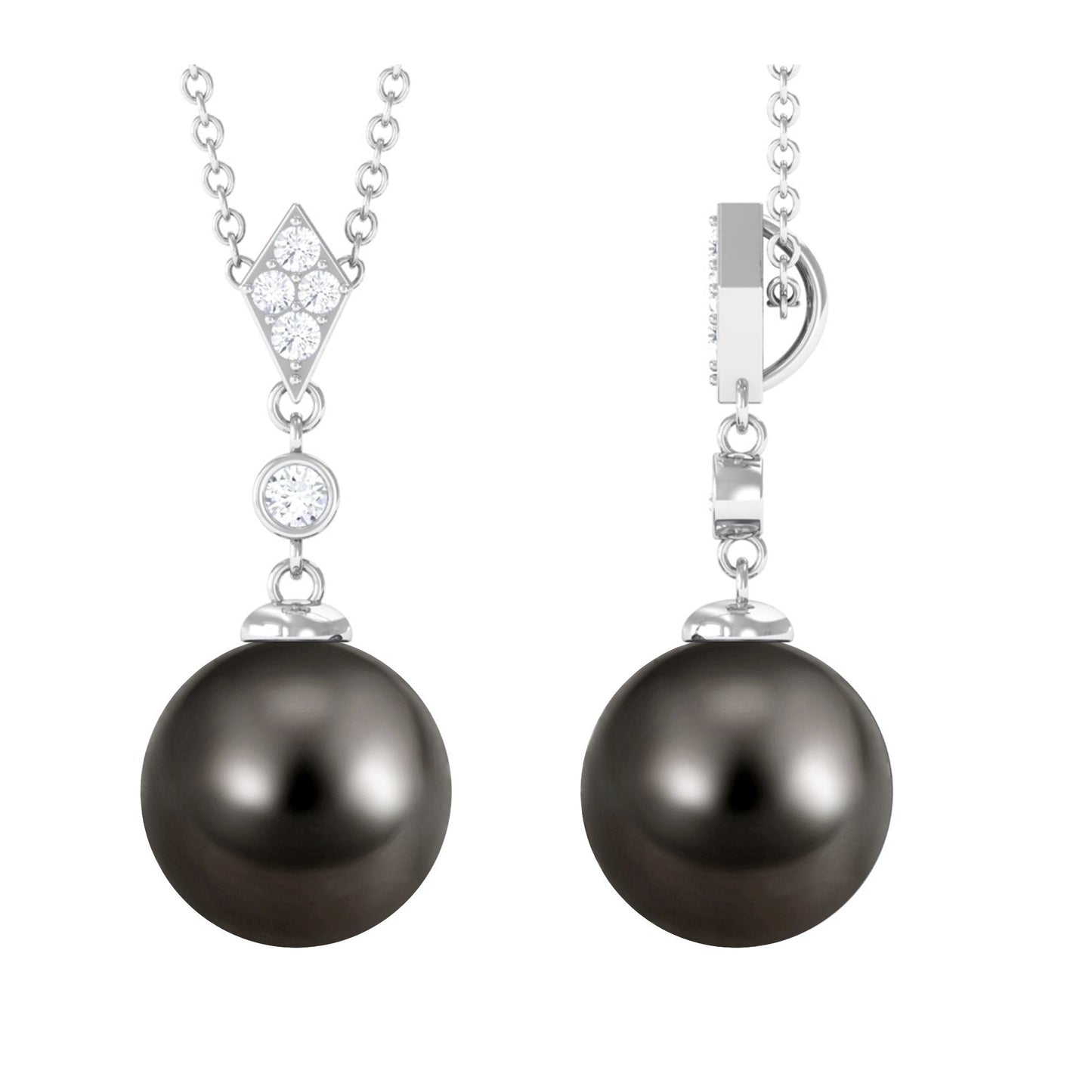 8 Carat Natural Tahitian Black Pearl Dangle Pendant with Diamond