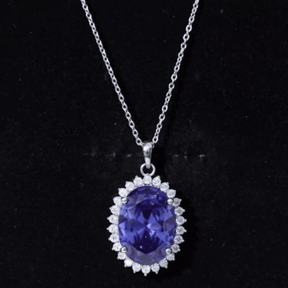 Certified 14 Carat Lab Grown Blue Sapphire Bridal Necklace With Silver Chain