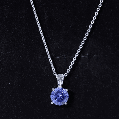 Certified 2.7 Carat Lab Blue Sapphire Solitaire Necklace With Silver Chain