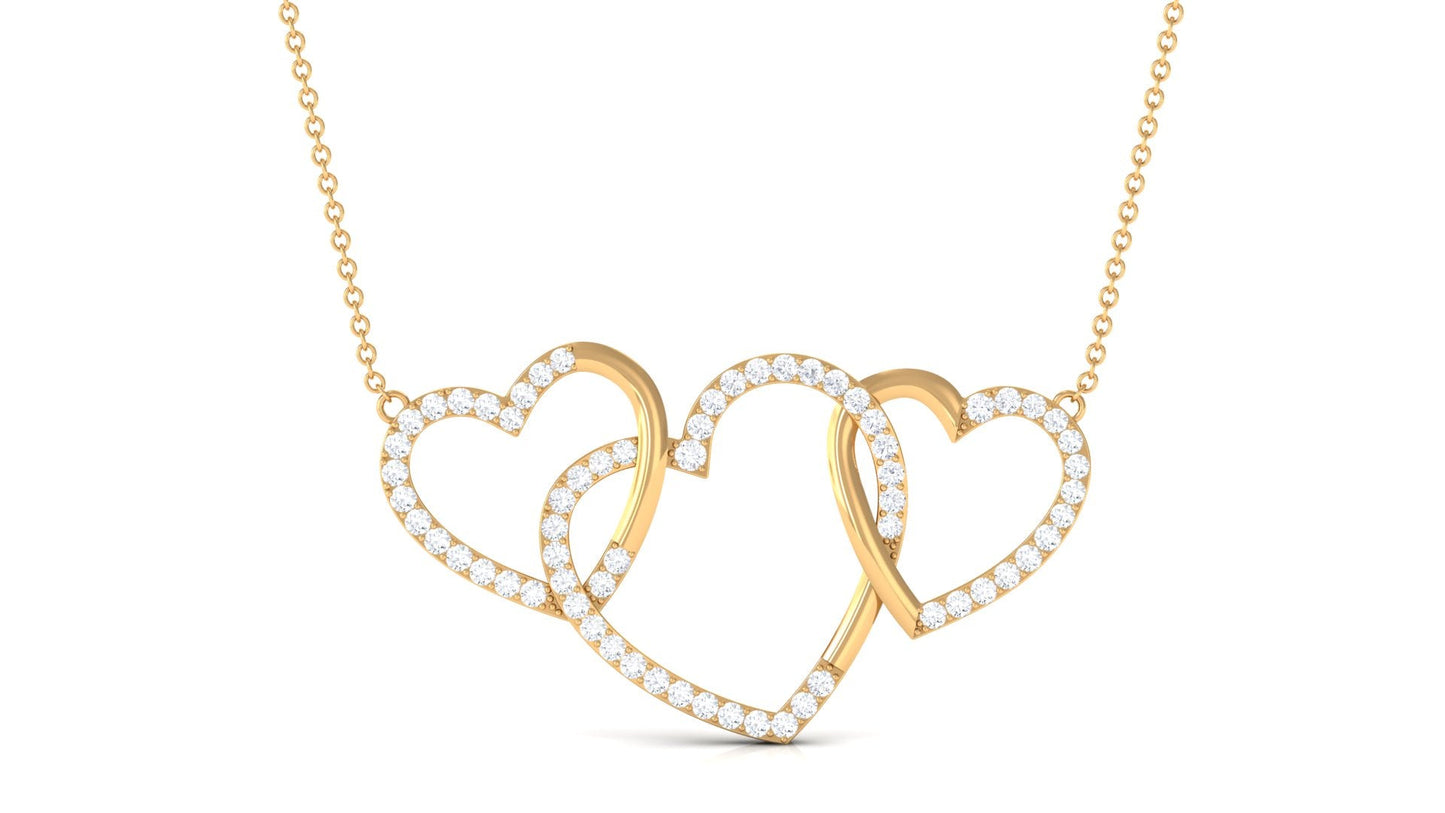 Certified Diamond Three Heart Necklace