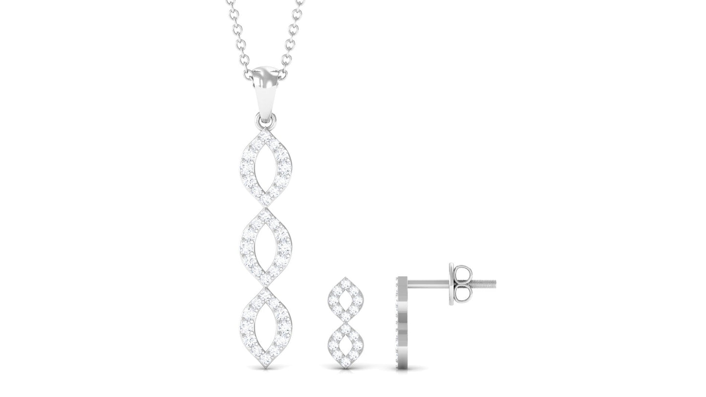 Natural Diamond Infinity Jewelry Set for Women