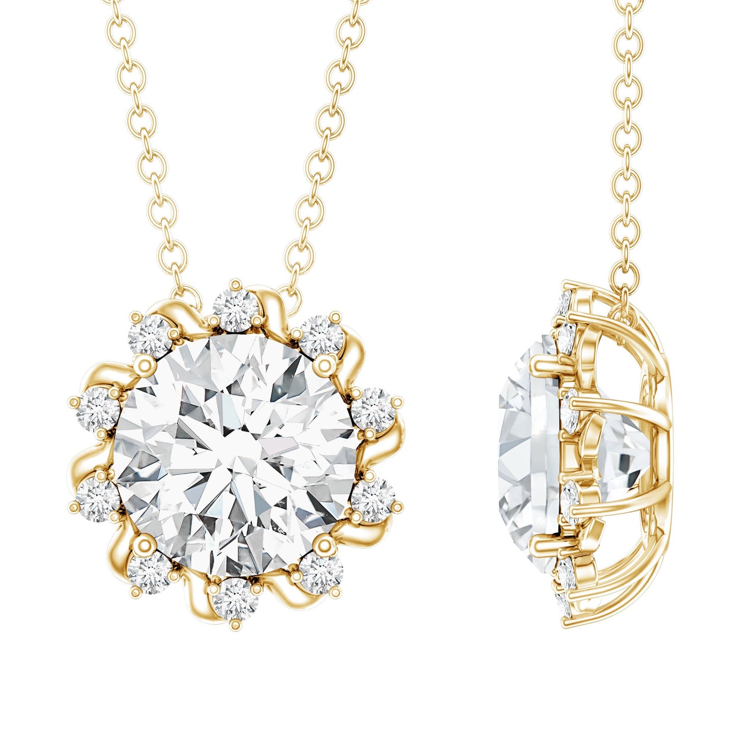 2 Carat Round Cut Lab Grown Diamond Starburst Necklace