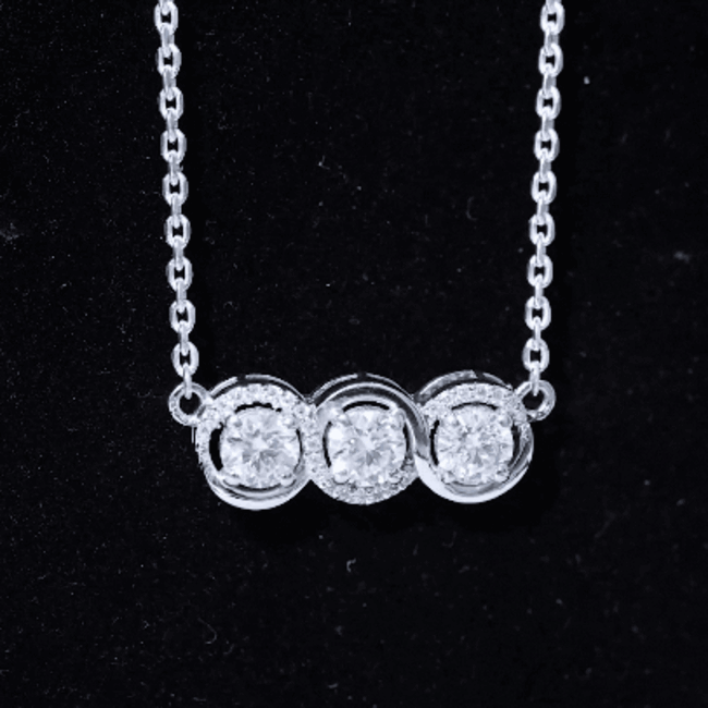 Certified Lab Grown Diamond 3 Stone Necklace For Her