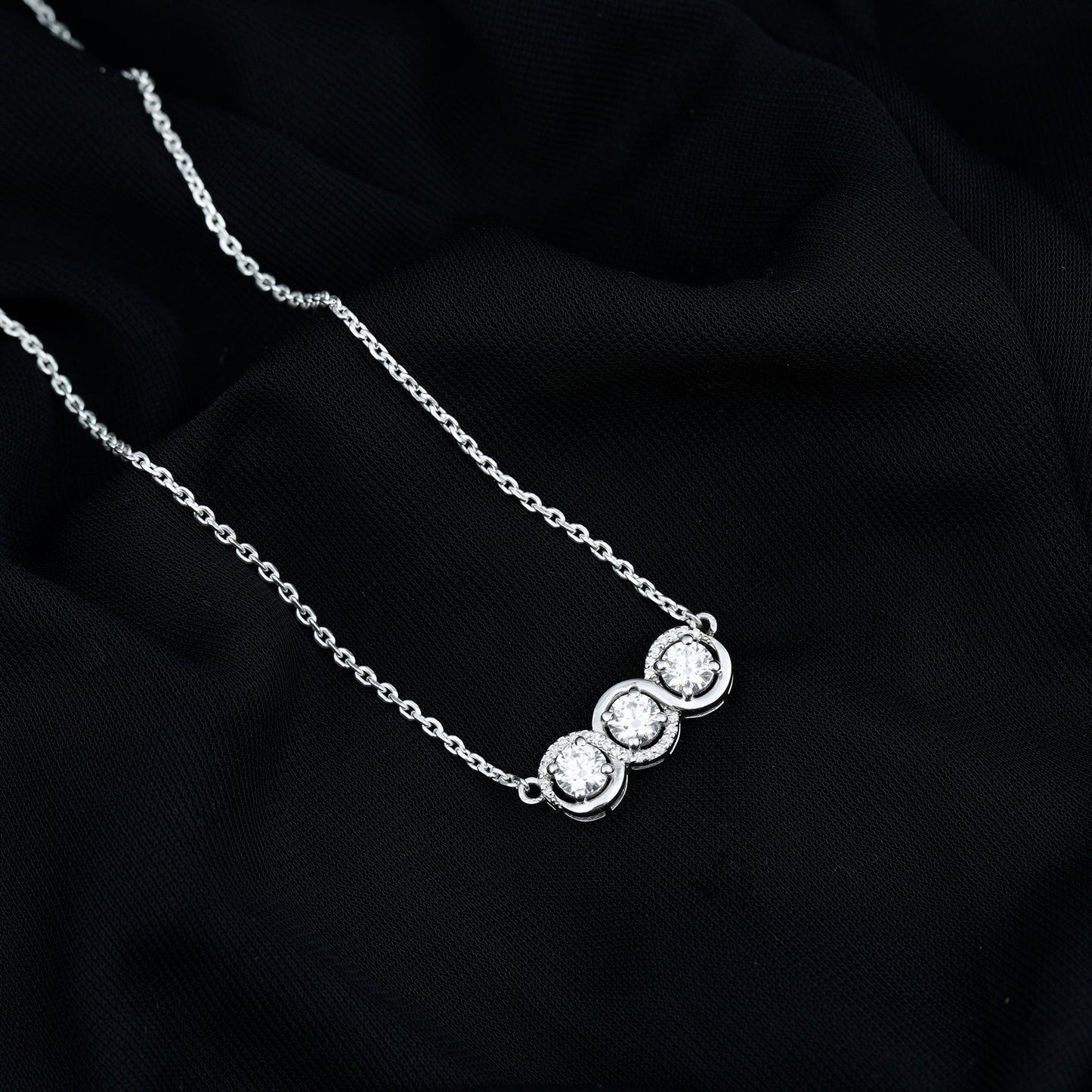 Certified Lab Grown Diamond 3 Stone Necklace For Her