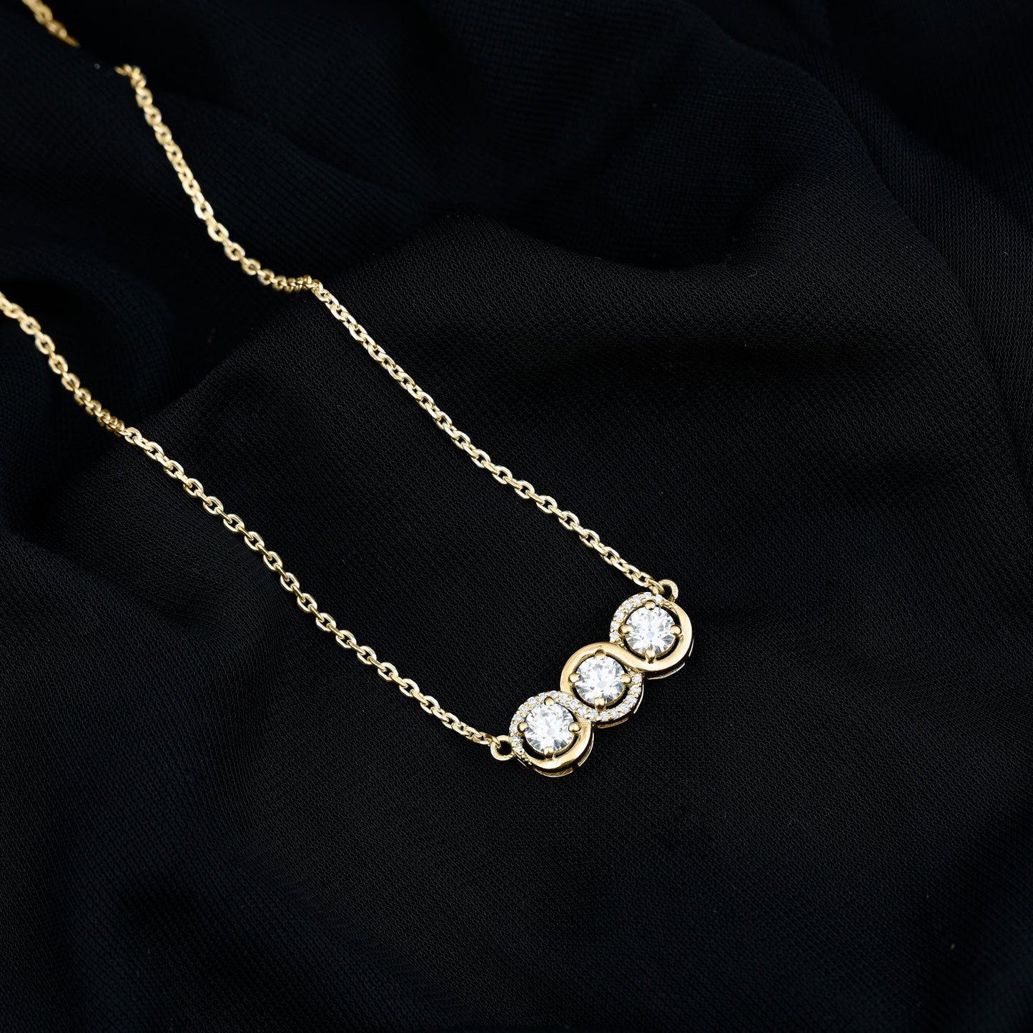 Certified Lab Grown Diamond 3 Stone Necklace For Her