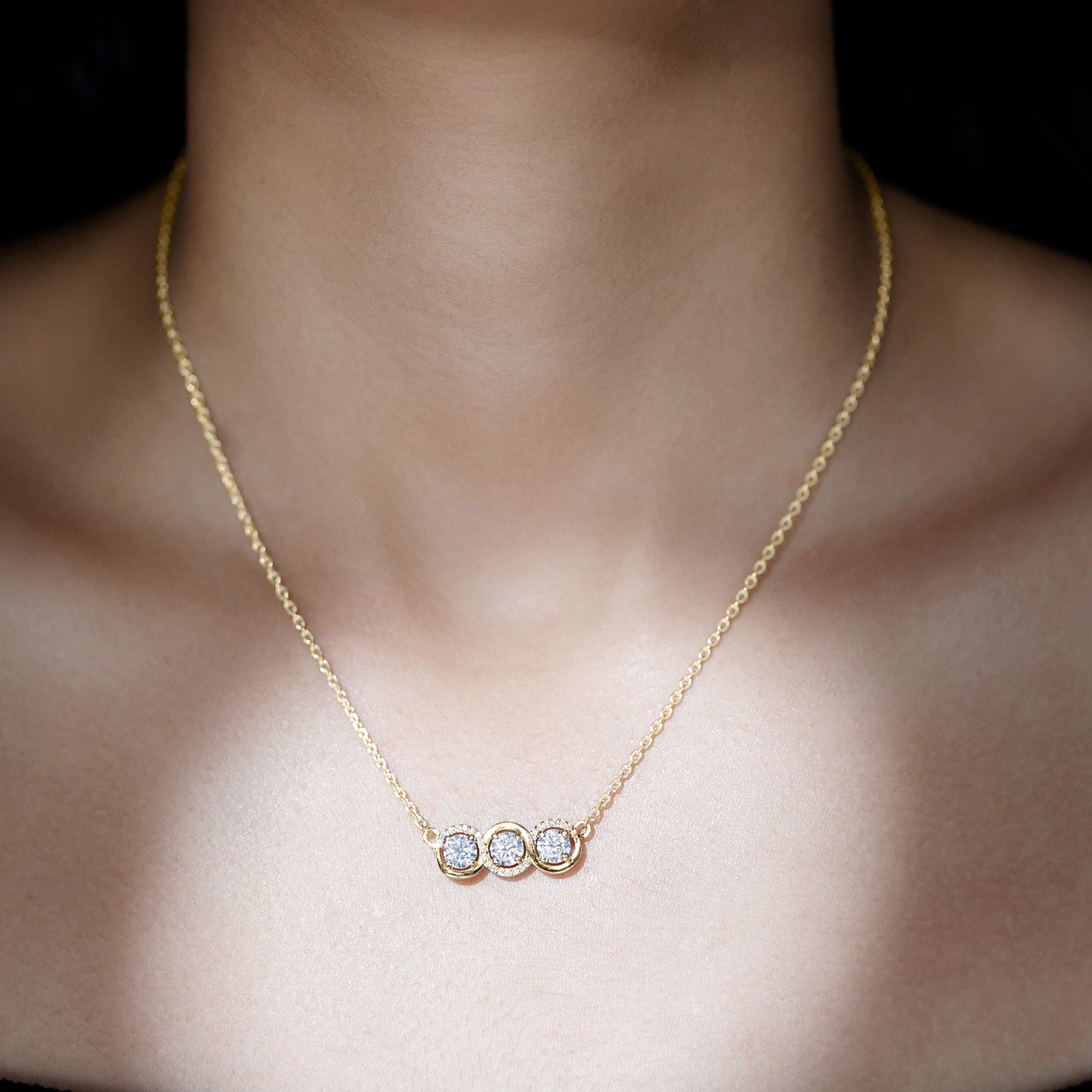 Certified Lab Grown Diamond 3 Stone Necklace For Her