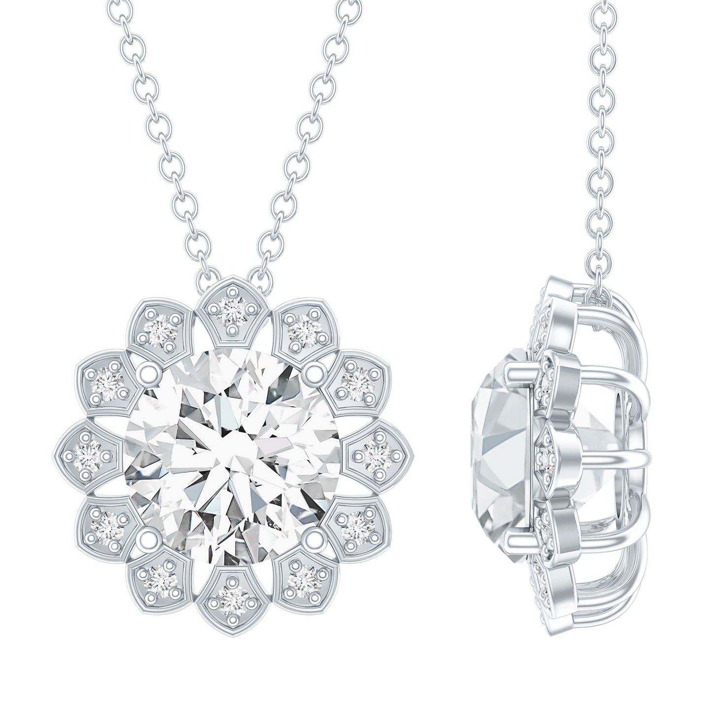 Certified 2 Carat Lab Grown Diamond Cocktail Necklace For Women