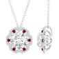 2 Carat Lab Grown Diamond Flower Statement Necklace With Ruby