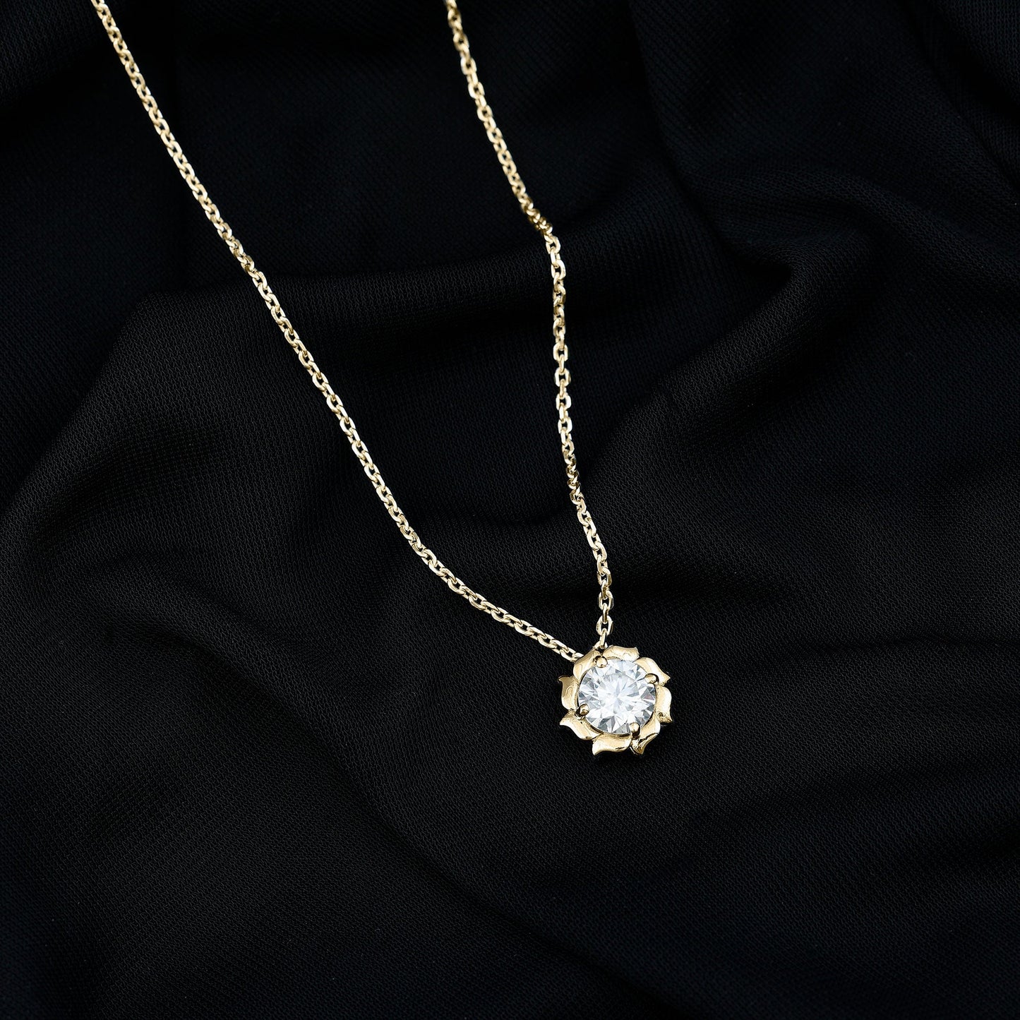 2 Carat Solitaire Lab Grown Diamond Flower Necklace