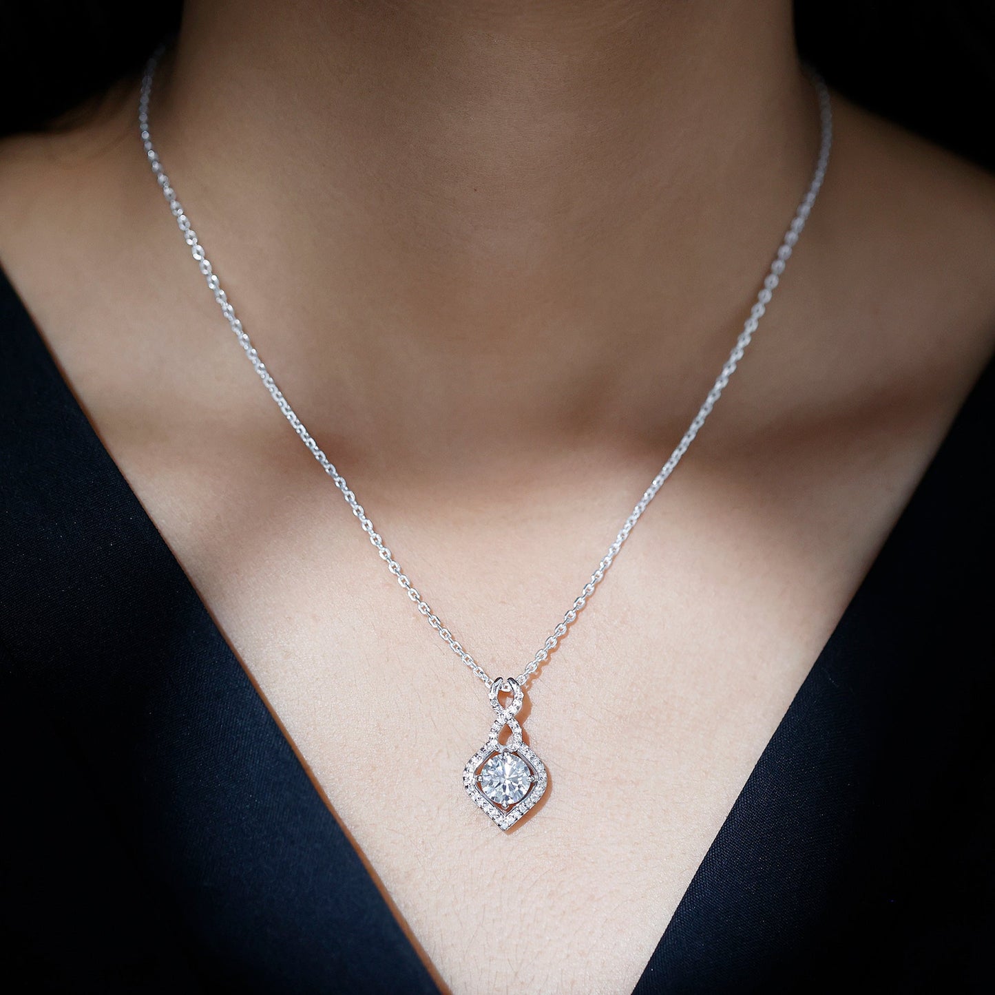 2 Carat Round Lab Grown Diamond Infinity Loop Necklace