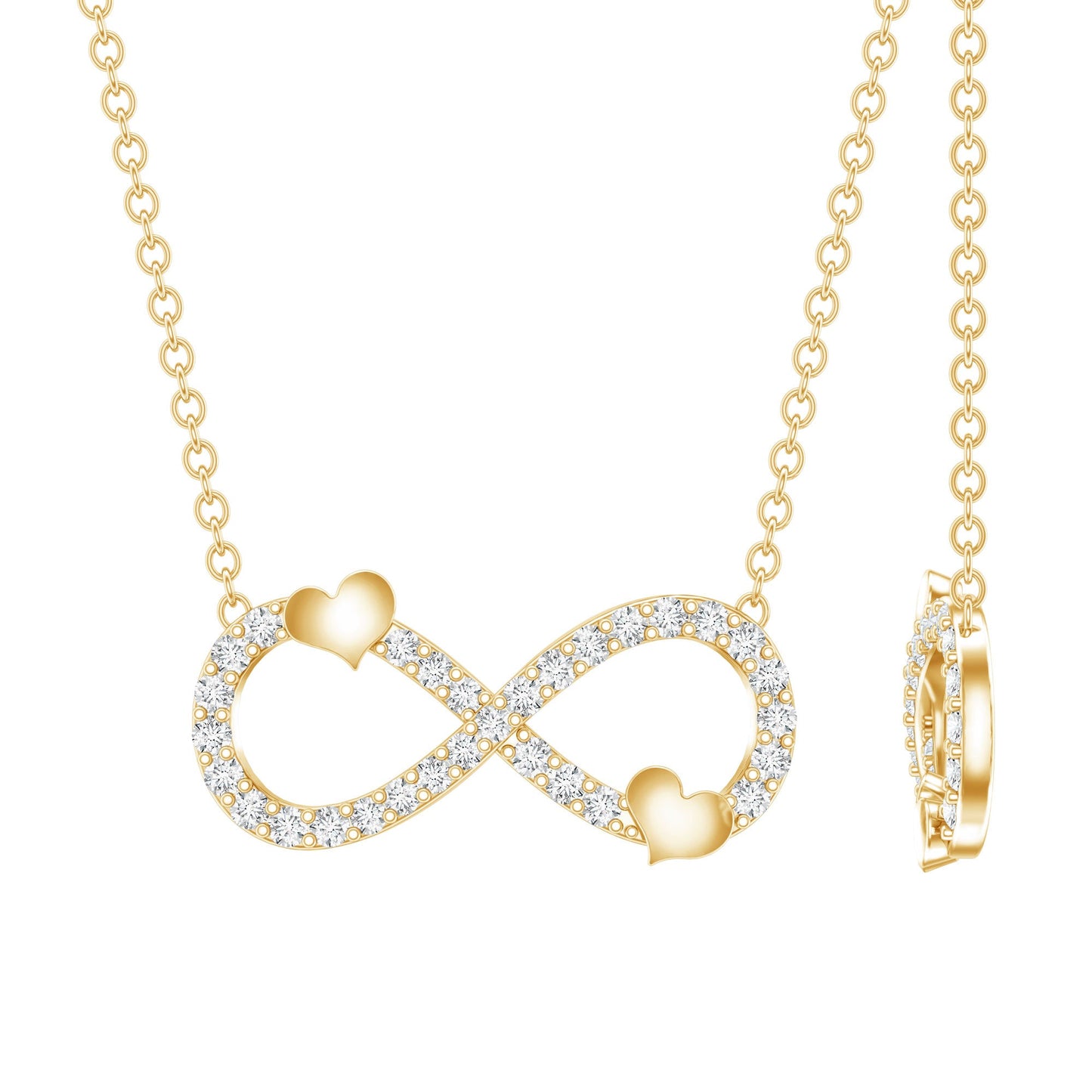 Lab Grown Diamond Infinity Knot Necklace With Cute Heart