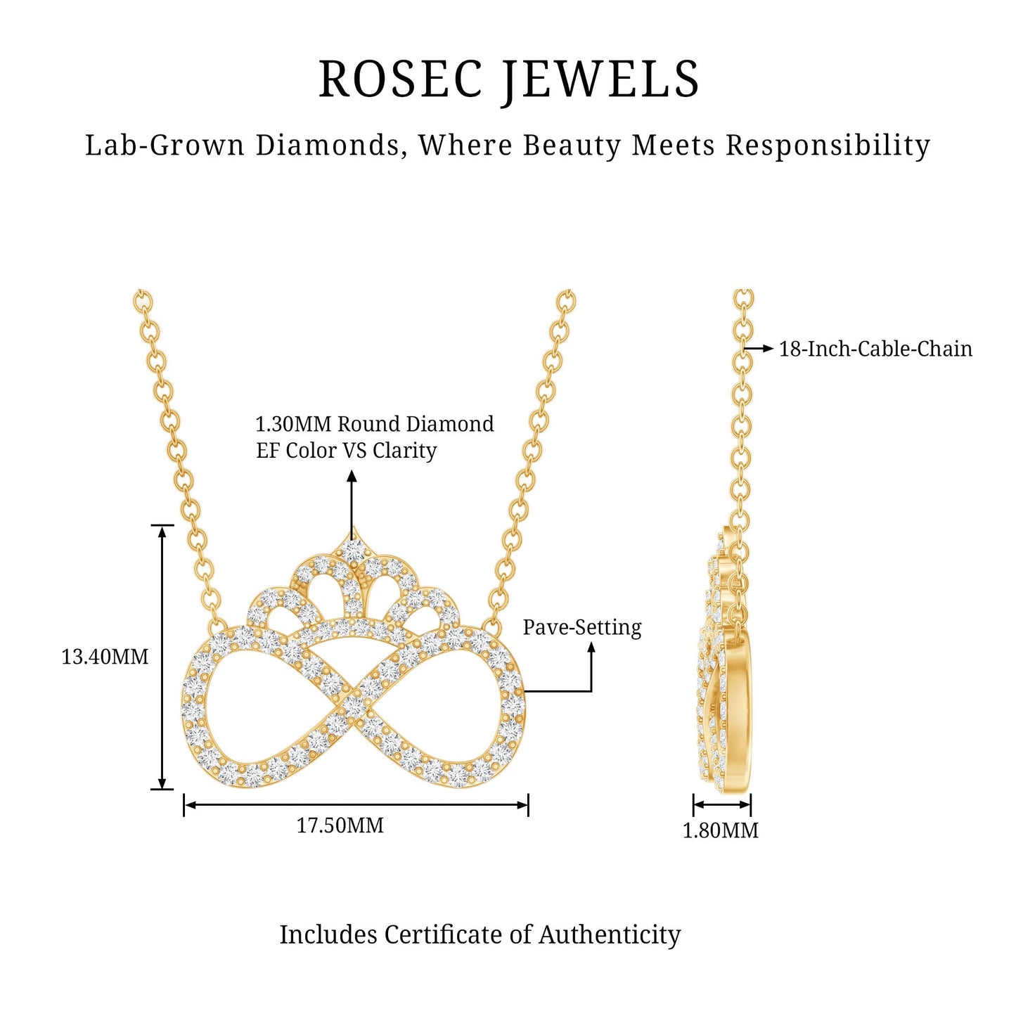 Lab Grown Diamond Crown Statement Necklace