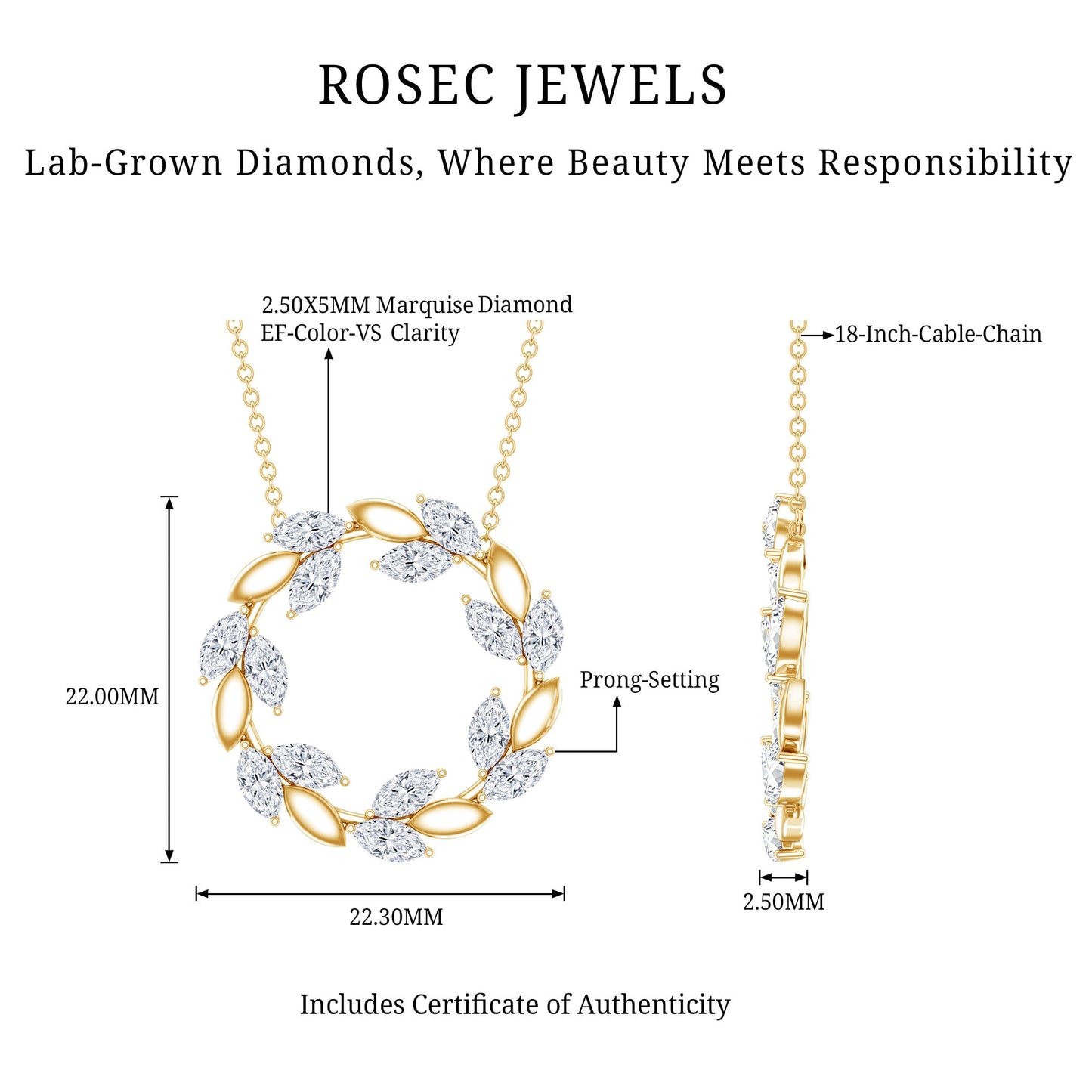Lab Grown Diamond Nature Inspired Circle Necklace