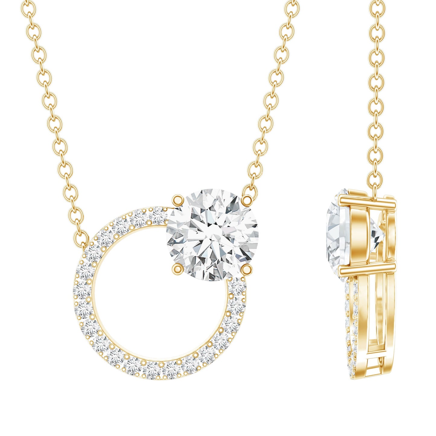Certified Lab 0.9 Carat Diamond Circle Of Life Necklace