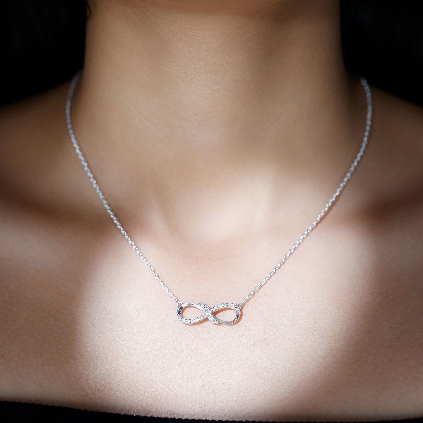 Lab Grown Diamond Infinity Knot Necklace with Accent