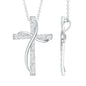 Pave Set Lab Grown Diamond Double Cross Necklace