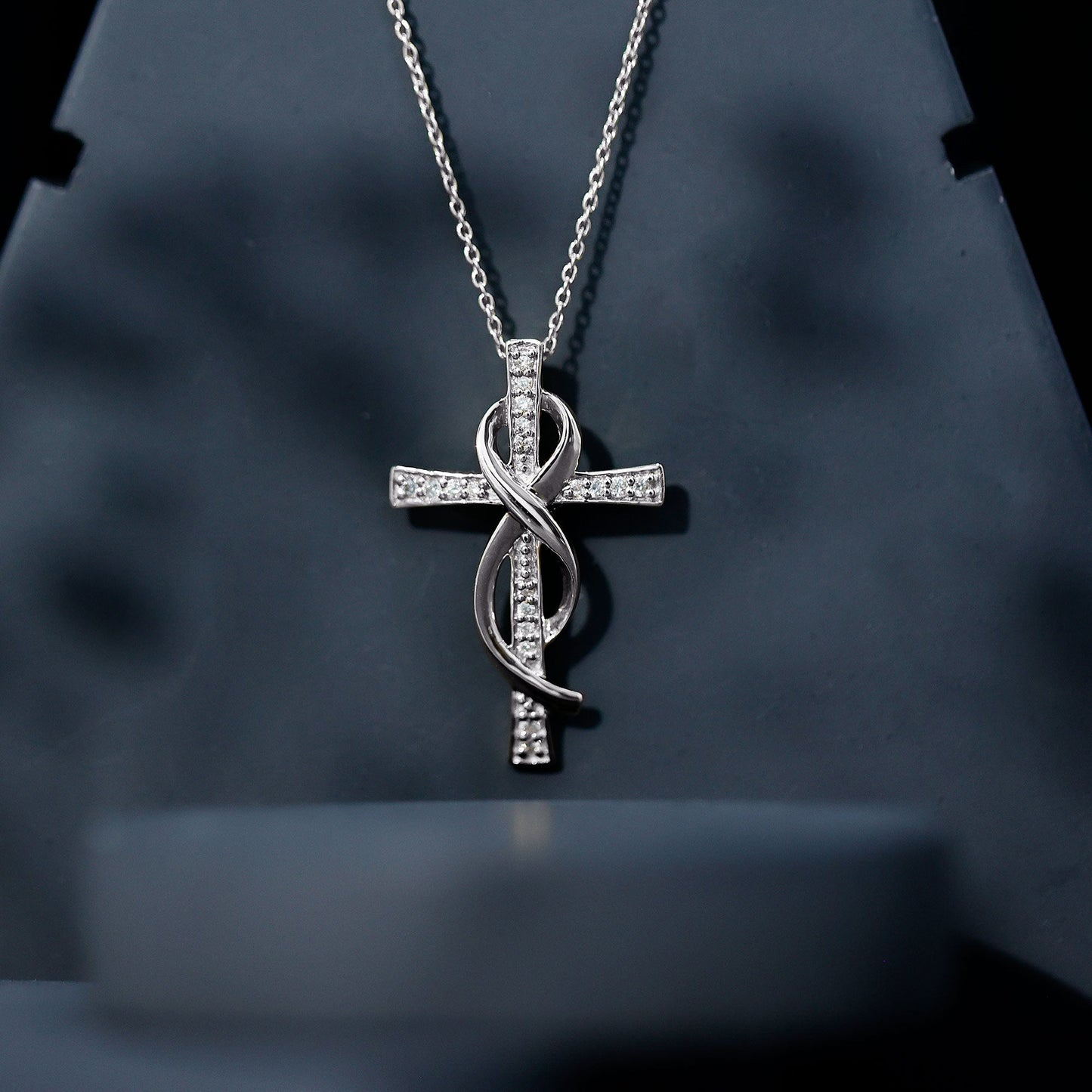 Certified Lab Grown Diamond Accent Cross Infinity Necklace