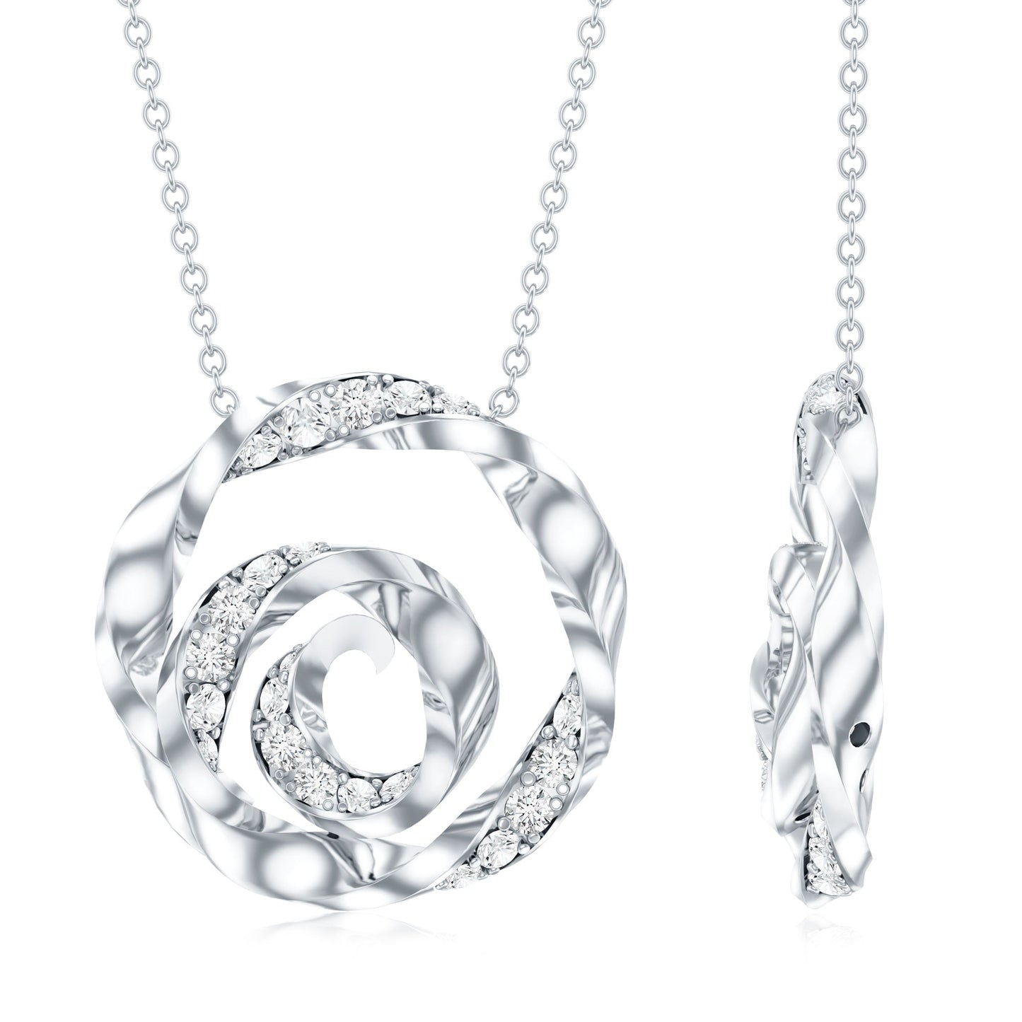 Lab Grown Diamond Pave Set Swirl Pendant Necklace