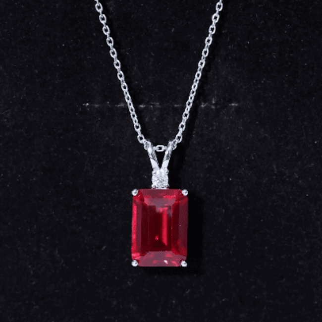 5 Carat Lab Grown Ruby Statement Pendant Necklace for Women