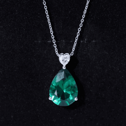 9 Carat Lab Grown Emerald Statement Necklace with Chain