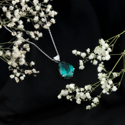 9 Carat Lab Grown Emerald Statement Necklace with Chain