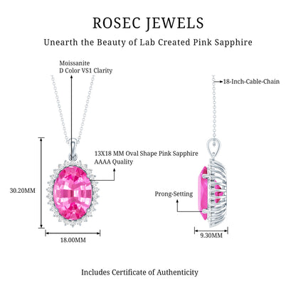 Certified 14 Carat Lab Pink Sapphire Elegant Bridal Necklace With Silver Chain