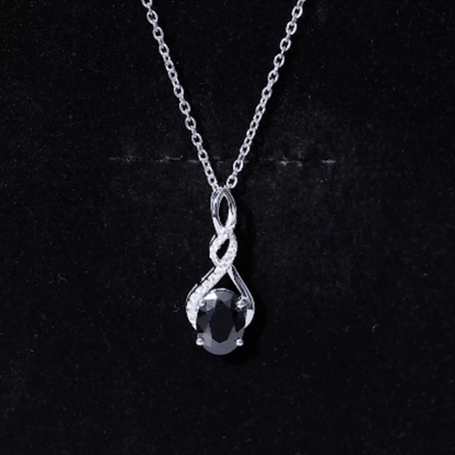 1.9 Carat Lab Grown Black Diamond Infinity Pendant Necklace with Silver Chain