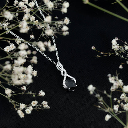 1.9 Carat Lab Grown Black Diamond Infinity Pendant Necklace with Silver Chain