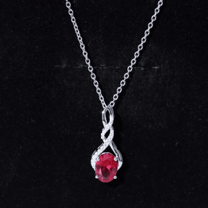 1.5 Carat Lab Grown Ruby Infinity Necklace With Silver Chain