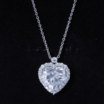 Certified 5.5 Carat Moissanite Heart Necklace with Silver Chain