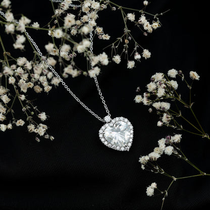 Certified 5.5 Carat Moissanite Heart Necklace with Silver Chain