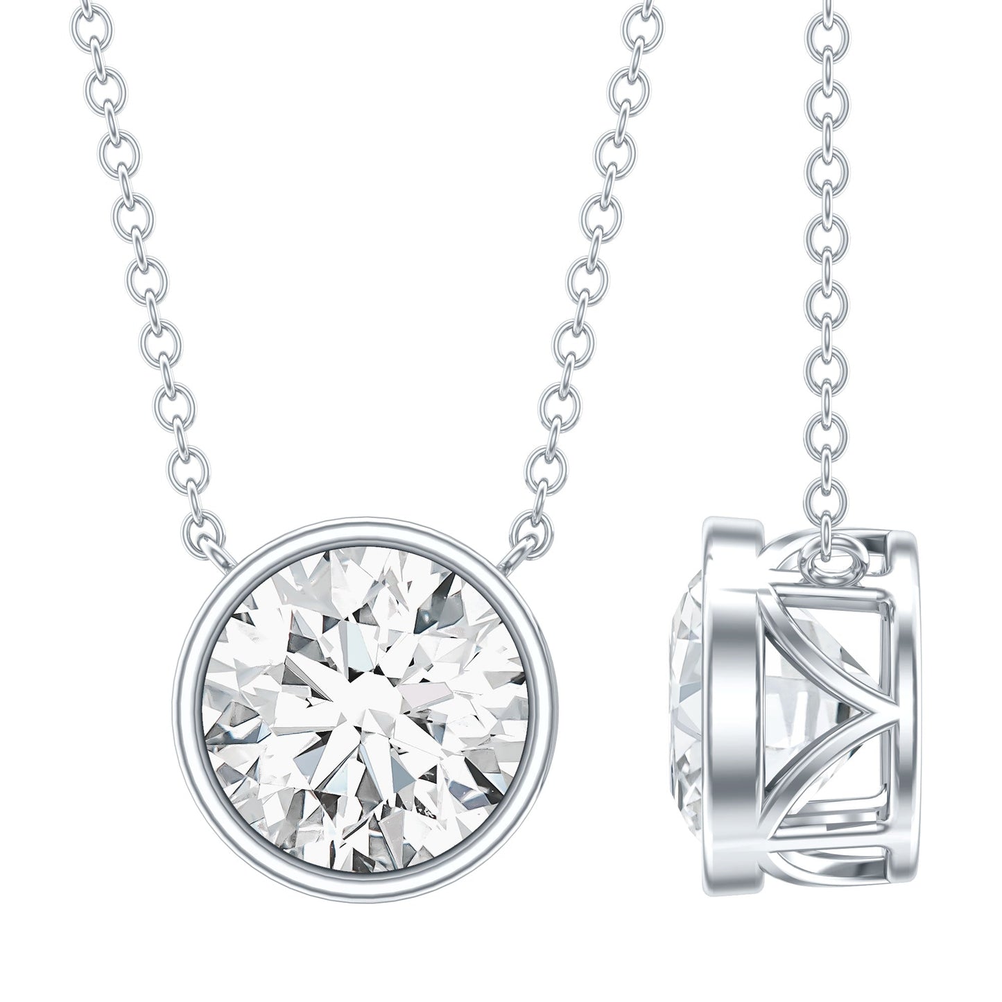 Bezel Set IGI Certified 2 Carat Lab Grown Diamond Solitaire Necklace