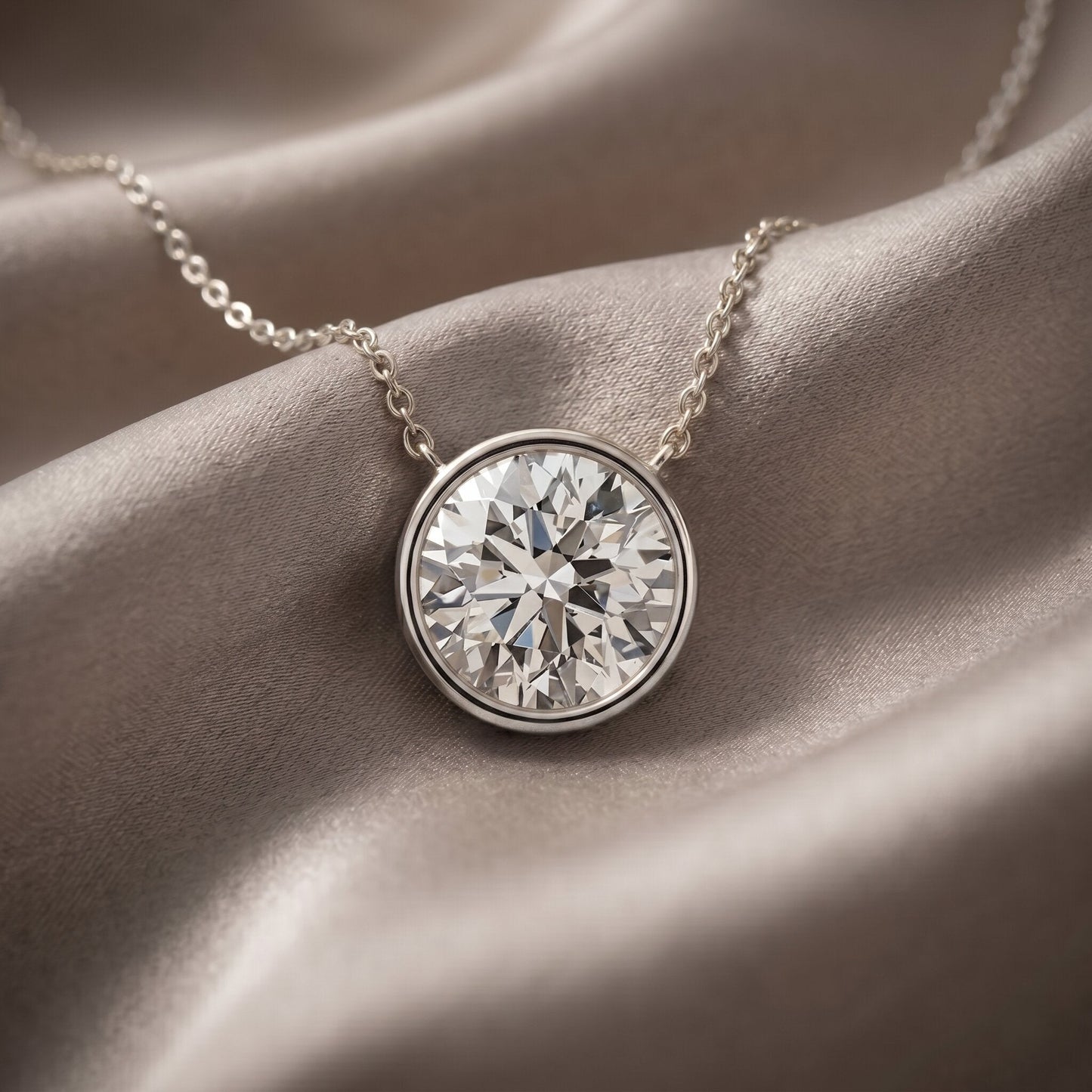 Bezel Set IGI Certified 2 Carat Lab Grown Diamond Solitaire Necklace