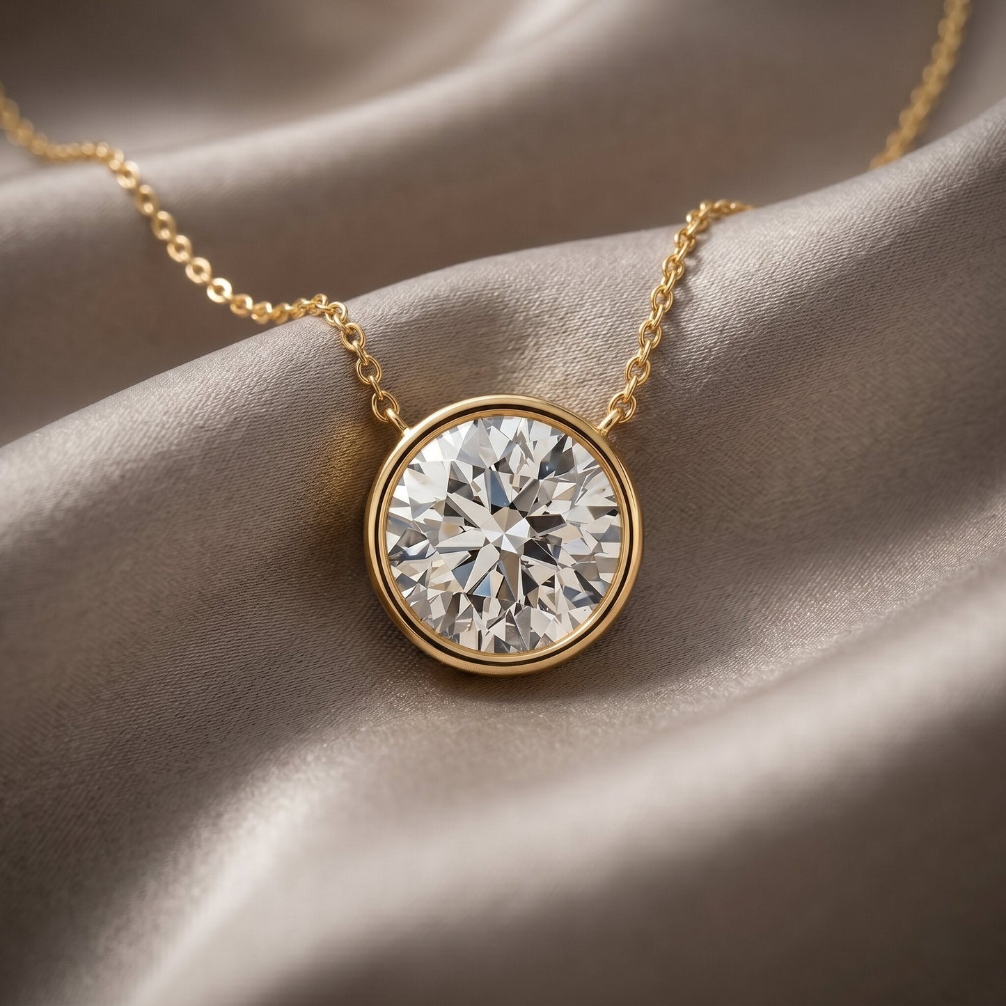 Bezel Set IGI Certified 2 Carat Lab Grown Diamond Solitaire Necklace