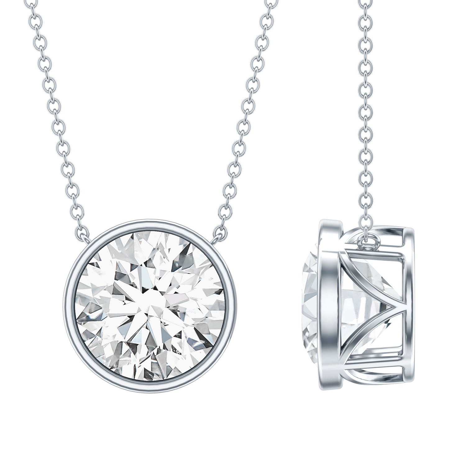 4 Carat Bezel Set Lab Grown Diamond Necklace with IGI Certificate