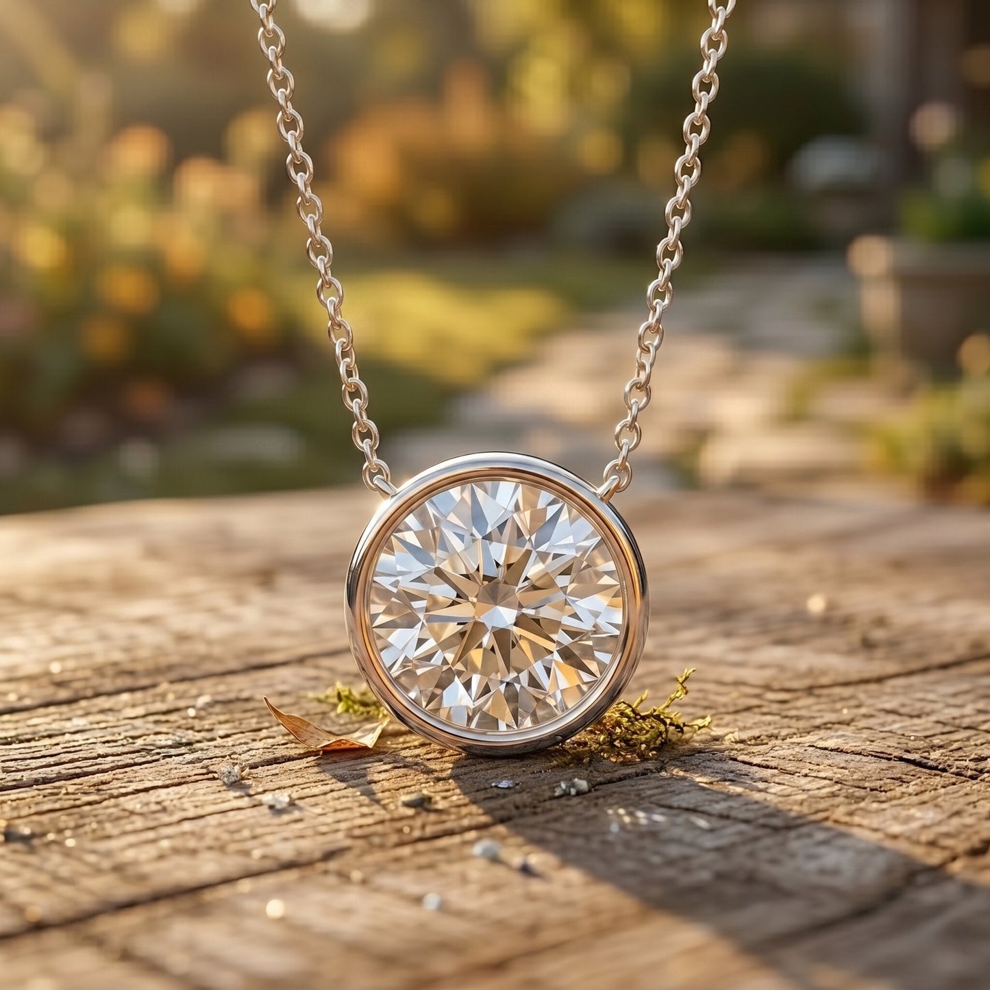 4 Carat Bezel Set Lab Grown Diamond Necklace with IGI Certificate