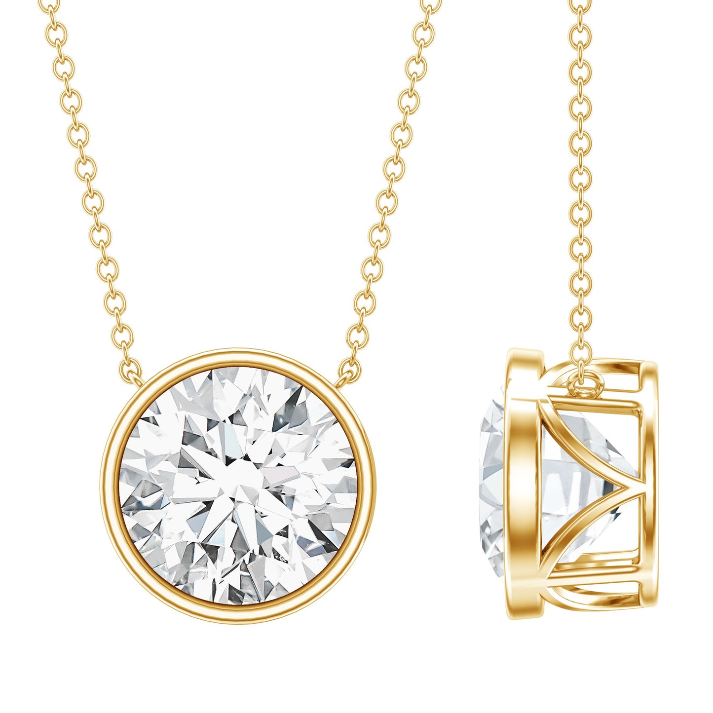 4 Carat Bezel Set Lab Grown Diamond Necklace with IGI Certificate