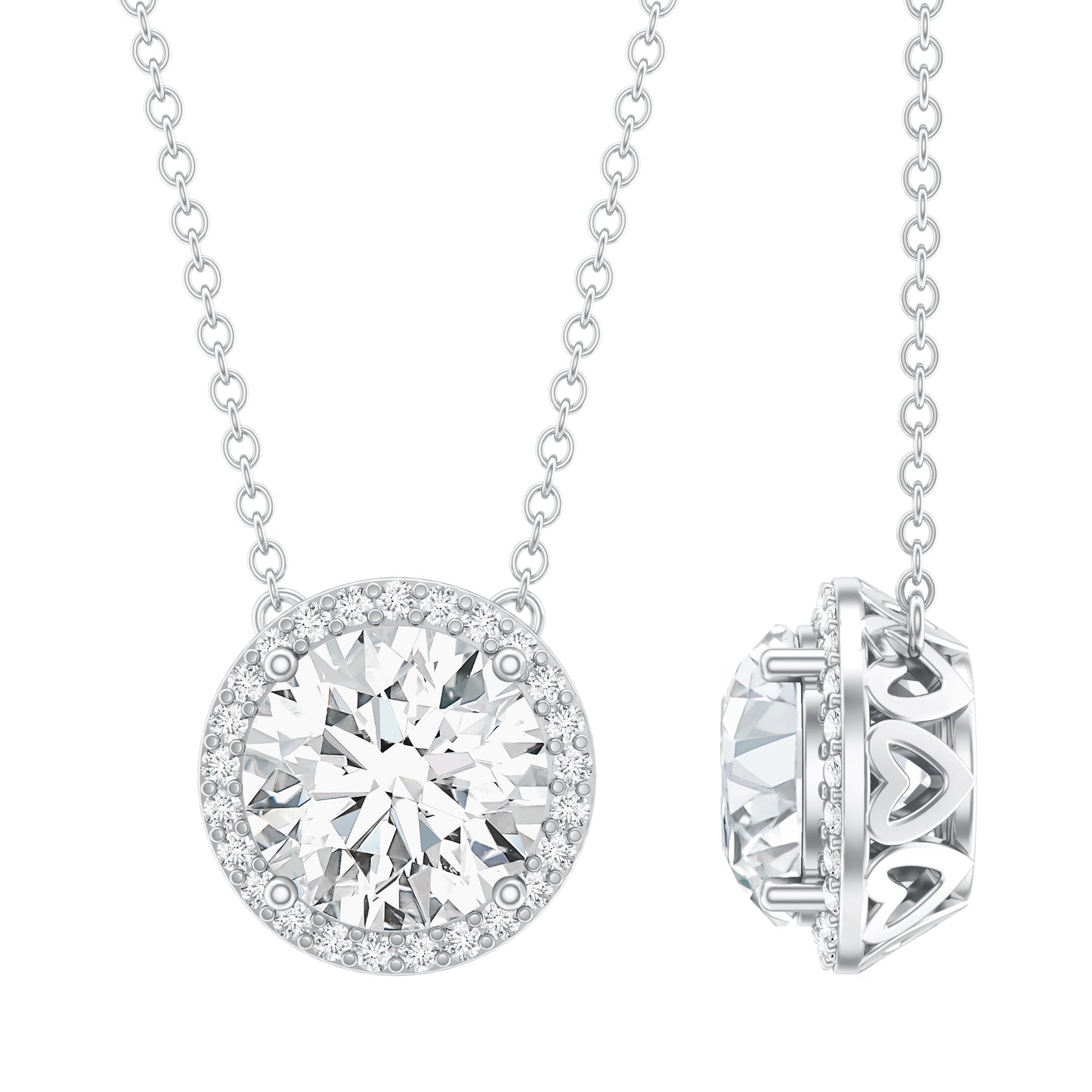 IGI Certified 3 Carat Lab Grown Diamond Necklace with Halo