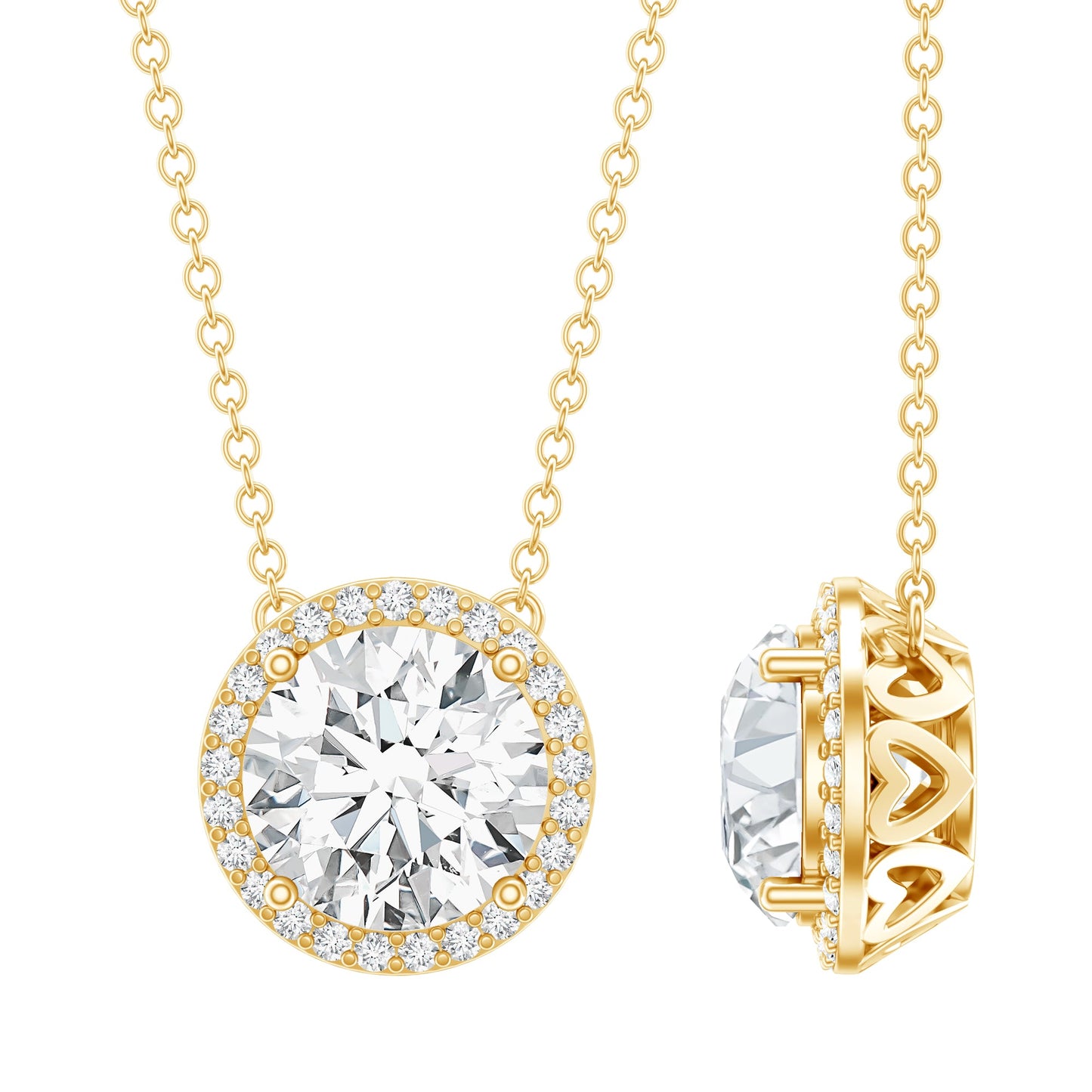 IGI Certified 3 Carat Lab Grown Diamond Necklace with Halo
