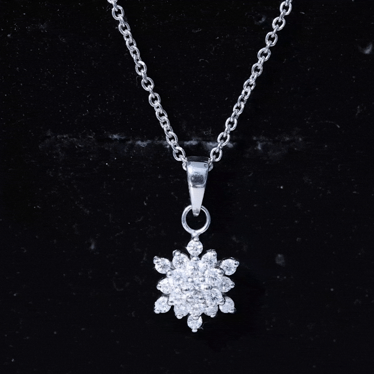 Certified Round Cut Moissanite Snowflakes Necklace for Women