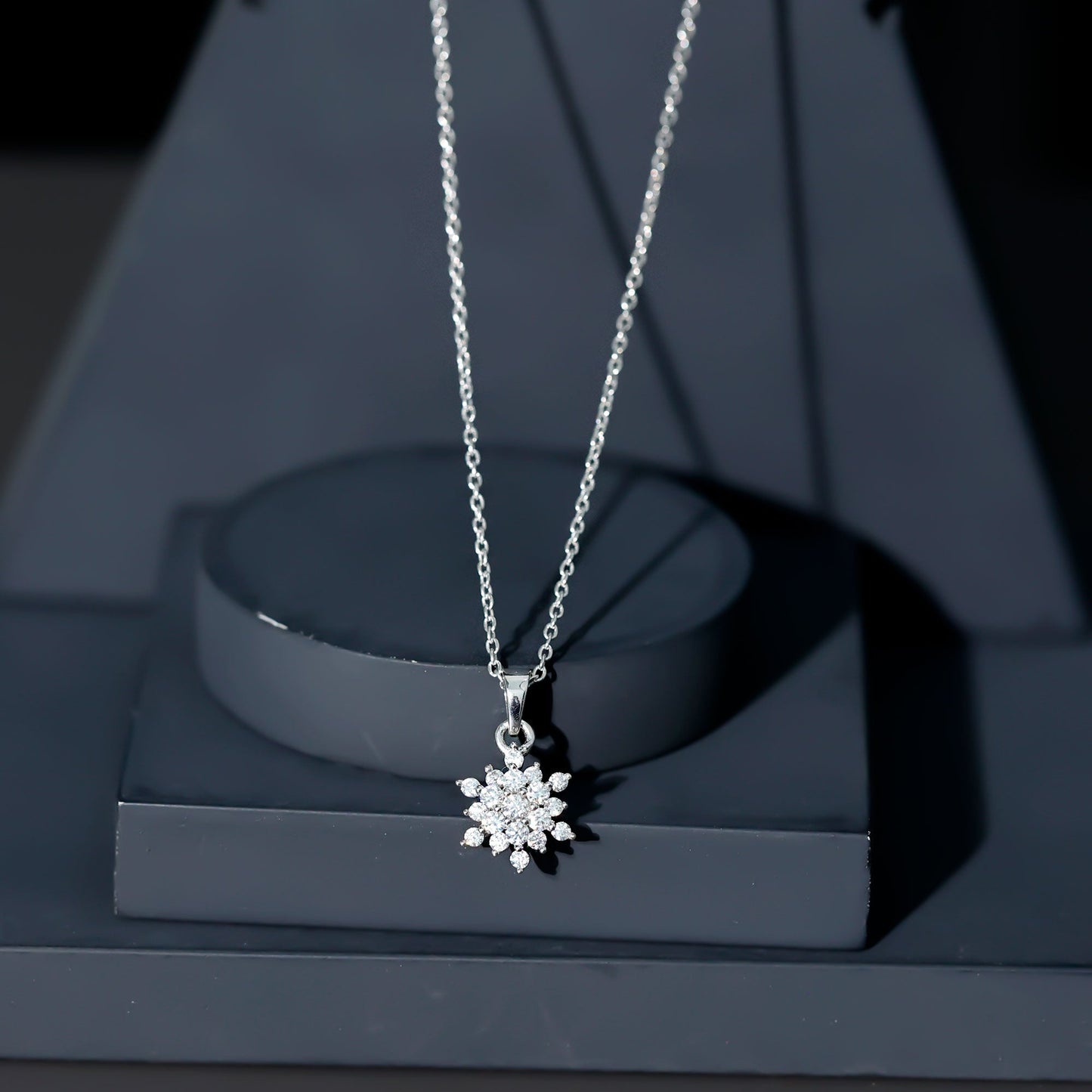 Certified Round Cut Moissanite Snowflakes Necklace for Women