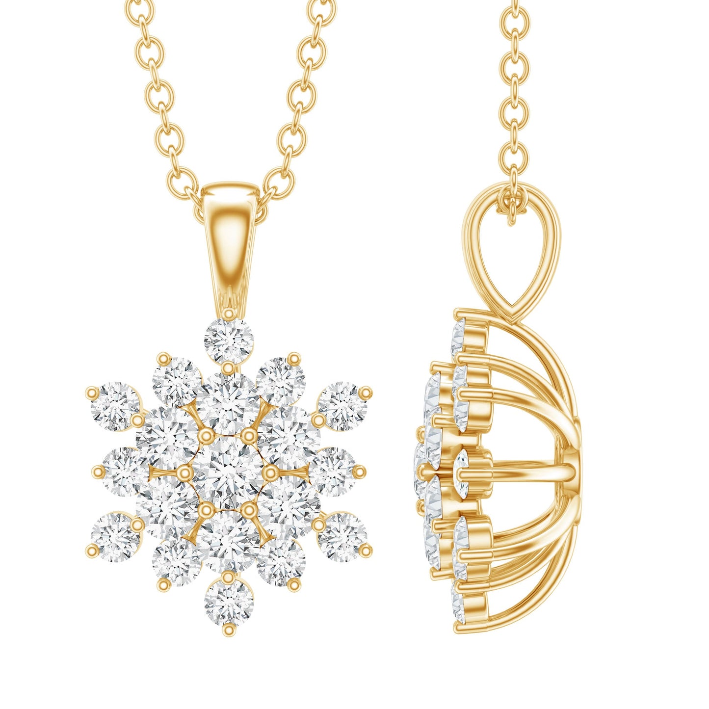 Certified Round Cut Moissanite Snowflakes Necklace for Women