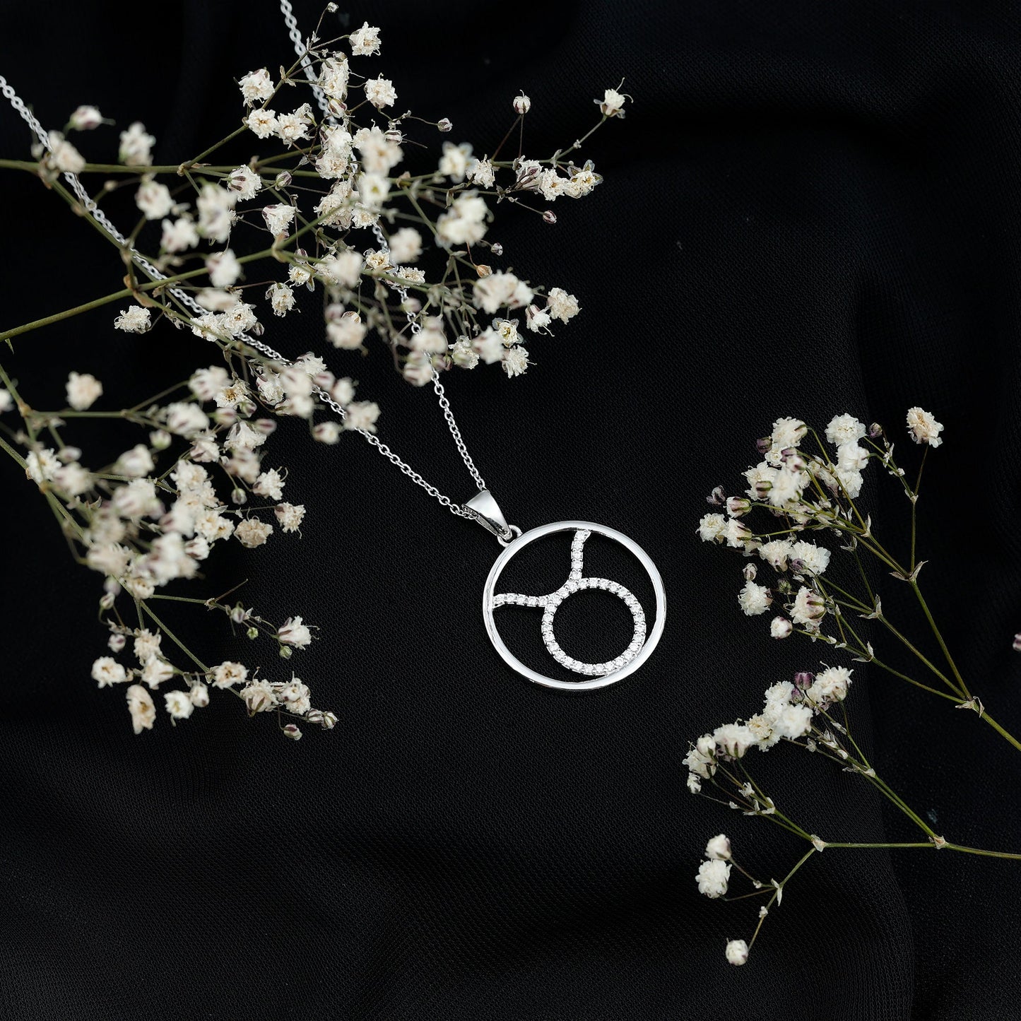Certified Moissanite Taurus Zodiac Sign Pendant Necklace